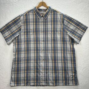 KingSize Men's 3XL Tall Short Sleeve Plaid Shirt Blue Orange Lightweight NWOT